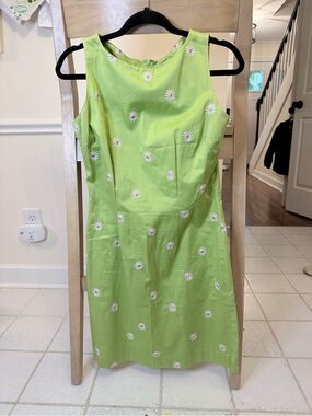 Amanda Smith Lime Green Daisy Print Sleeveless Dress